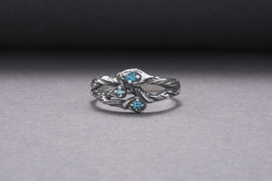 925 Silver Handmade Ring With Blue Gems, Unique Fashion Jewelry - vikingworkshop