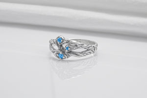 925 Silver Handmade Ring With Blue Gems, Unique Fashion Jewelry - vikingworkshop