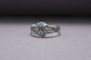 925 Silver Handmade Ring With Blue Gems, Unique Fashion Jewelry - vikingworkshop