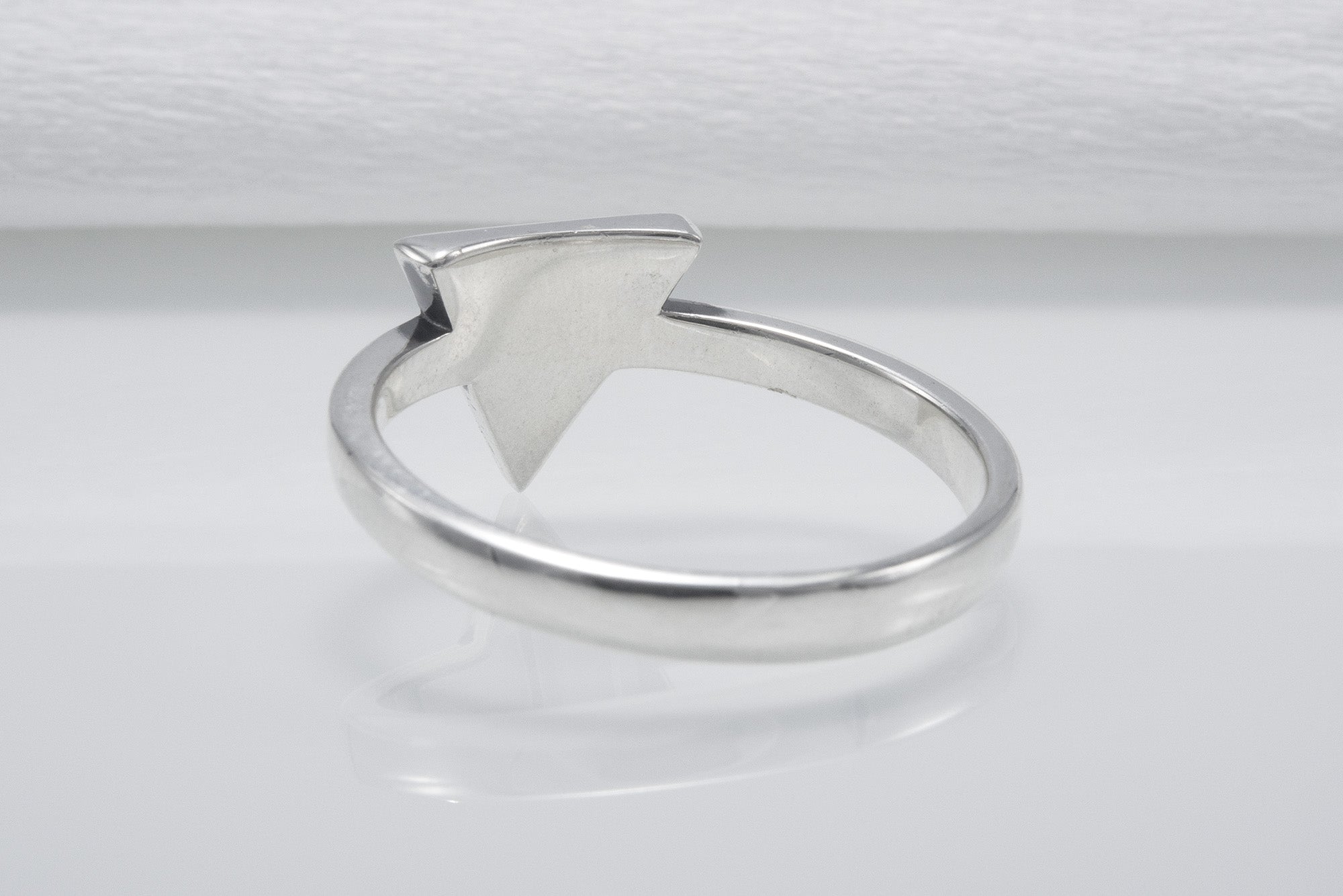 Triangle Minimalistic Sterling Silver Ring With Gems, Handmade Jewelry - vikingworkshop