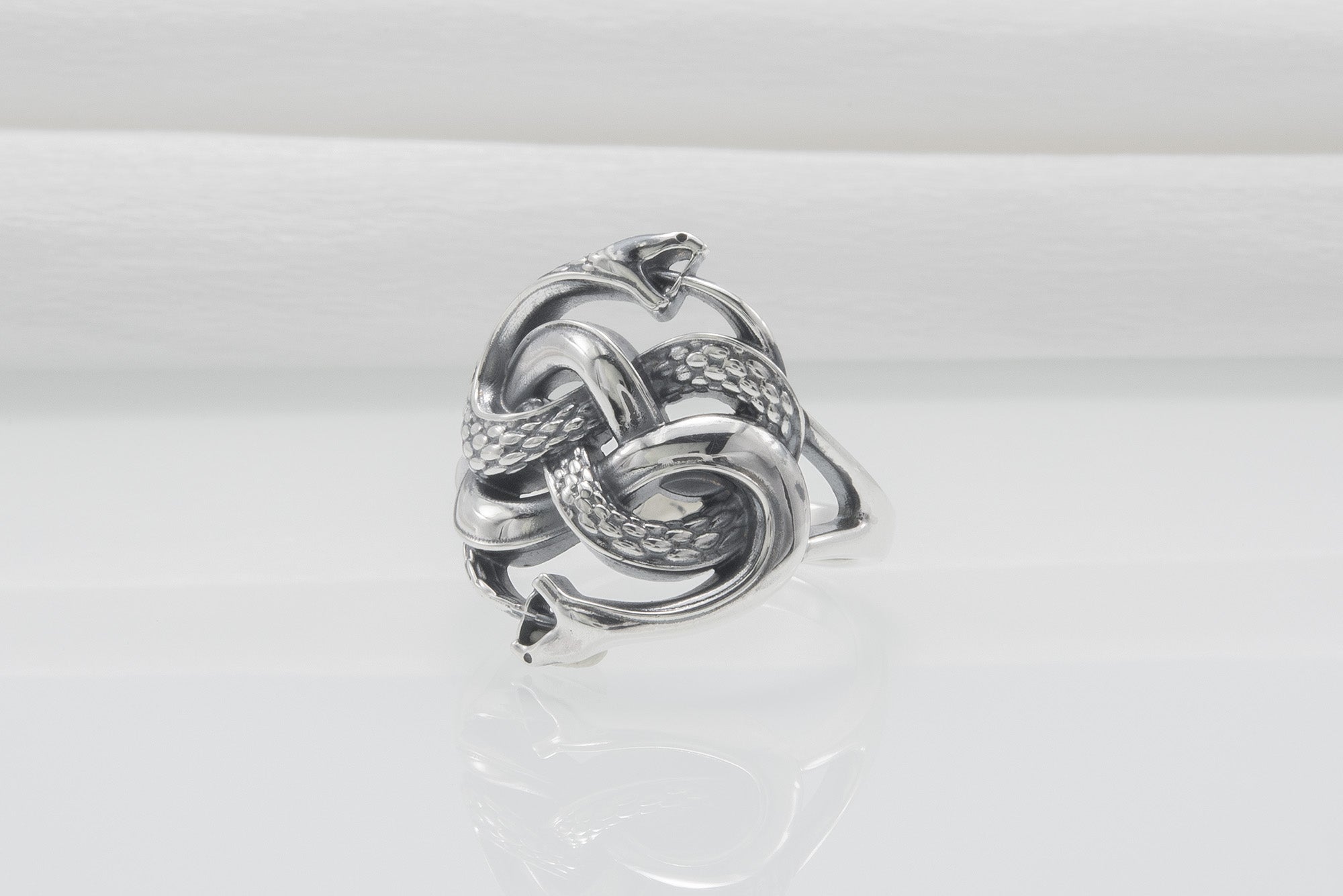 Ouroboros Snake Sterling Silver Ring, Handmade Jewelry - vikingworkshop