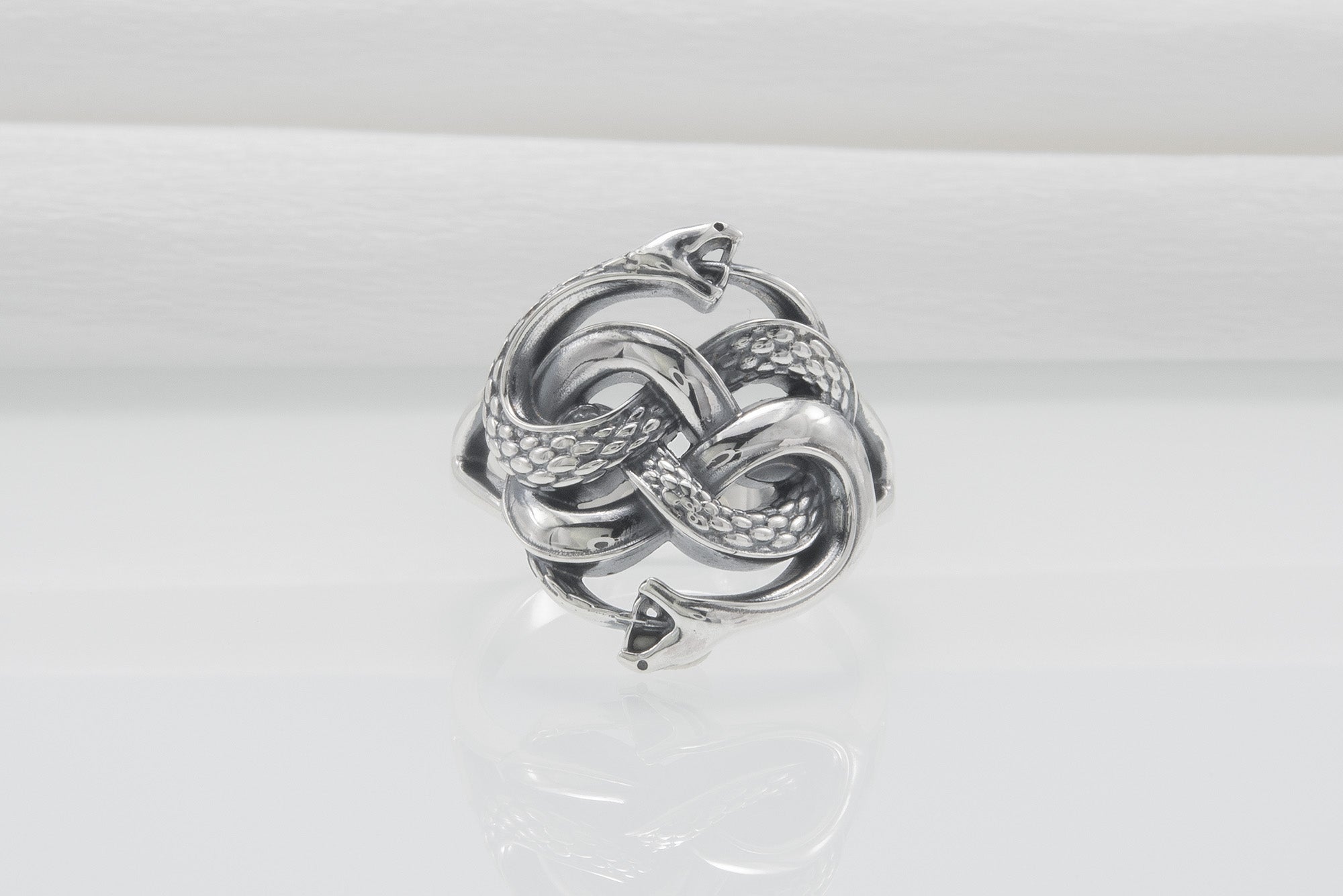 Ouroboros Snake Sterling Silver Ring, Handmade Jewelry - vikingworkshop