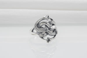 Ouroboros Snake Sterling Silver Ring, Handmade Jewelry - vikingworkshop