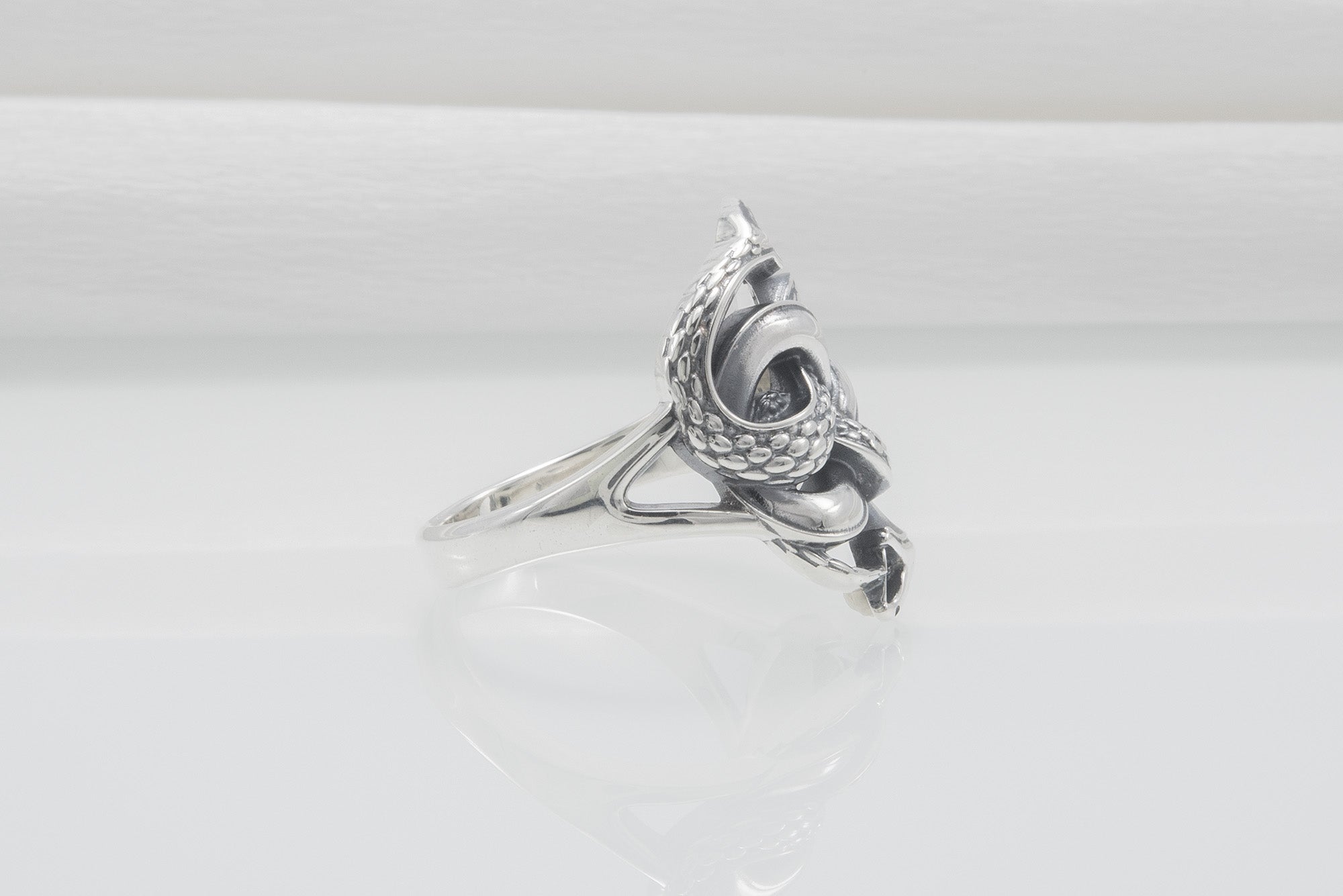 Ouroboros Snake Sterling Silver Ring, Handmade Jewelry - vikingworkshop