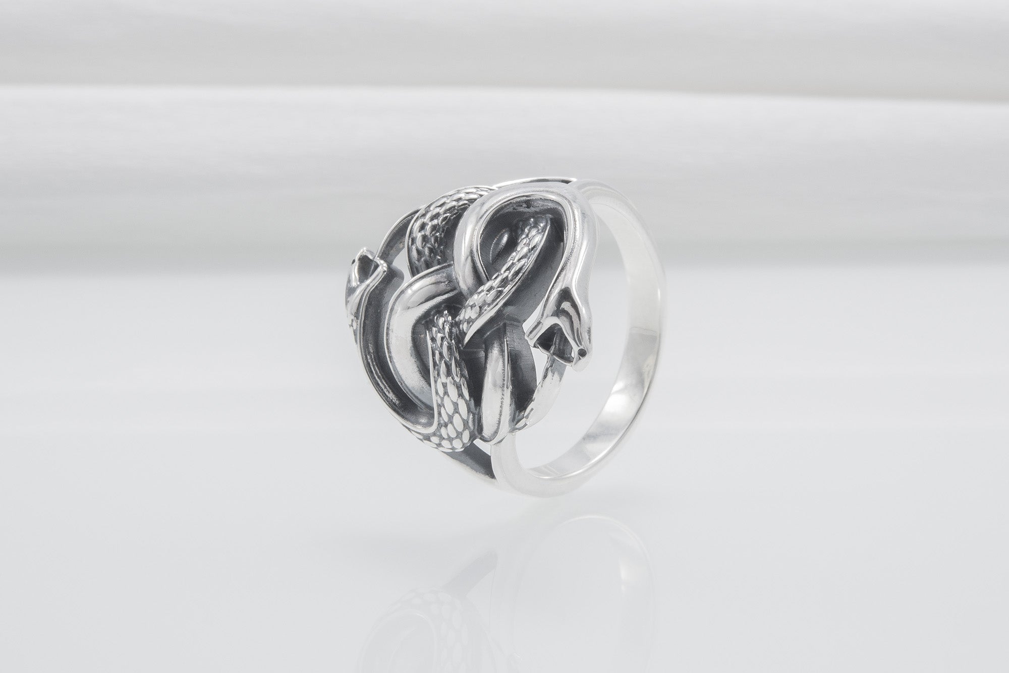 Ouroboros Snake Sterling Silver Ring, Handmade Jewelry - vikingworkshop