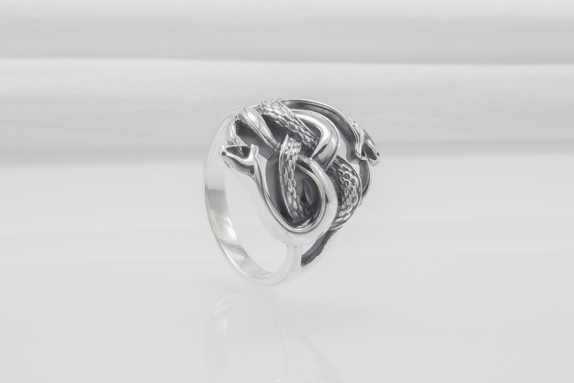 Ouroboros Snake Sterling Silver Ring, Handmade Jewelry - vikingworkshop