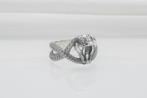 Unique Snake 925 Silver Ring, Handcrafted Jewelry - vikingworkshop