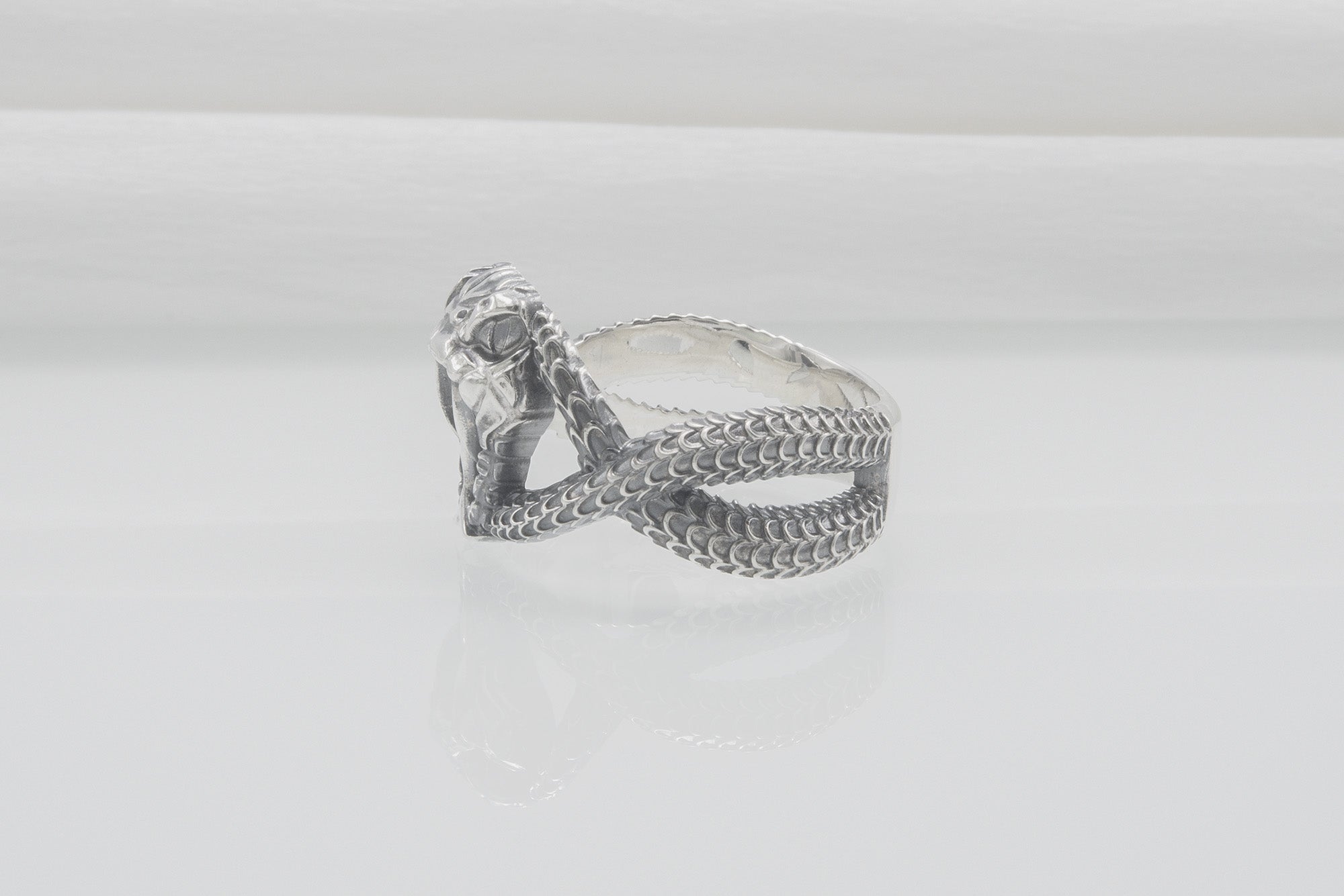 Unique Snake 925 Silver Ring, Handcrafted Jewelry - vikingworkshop