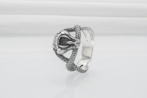 Unique Snake 925 Silver Ring, Handcrafted Jewelry - vikingworkshop