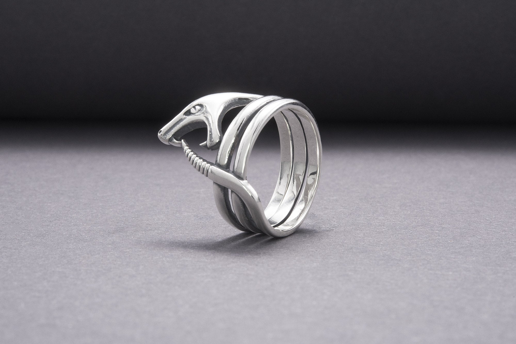 Snake Minimalist 925 Silver Ring, Handcrafted Jewelry - vikingworkshop