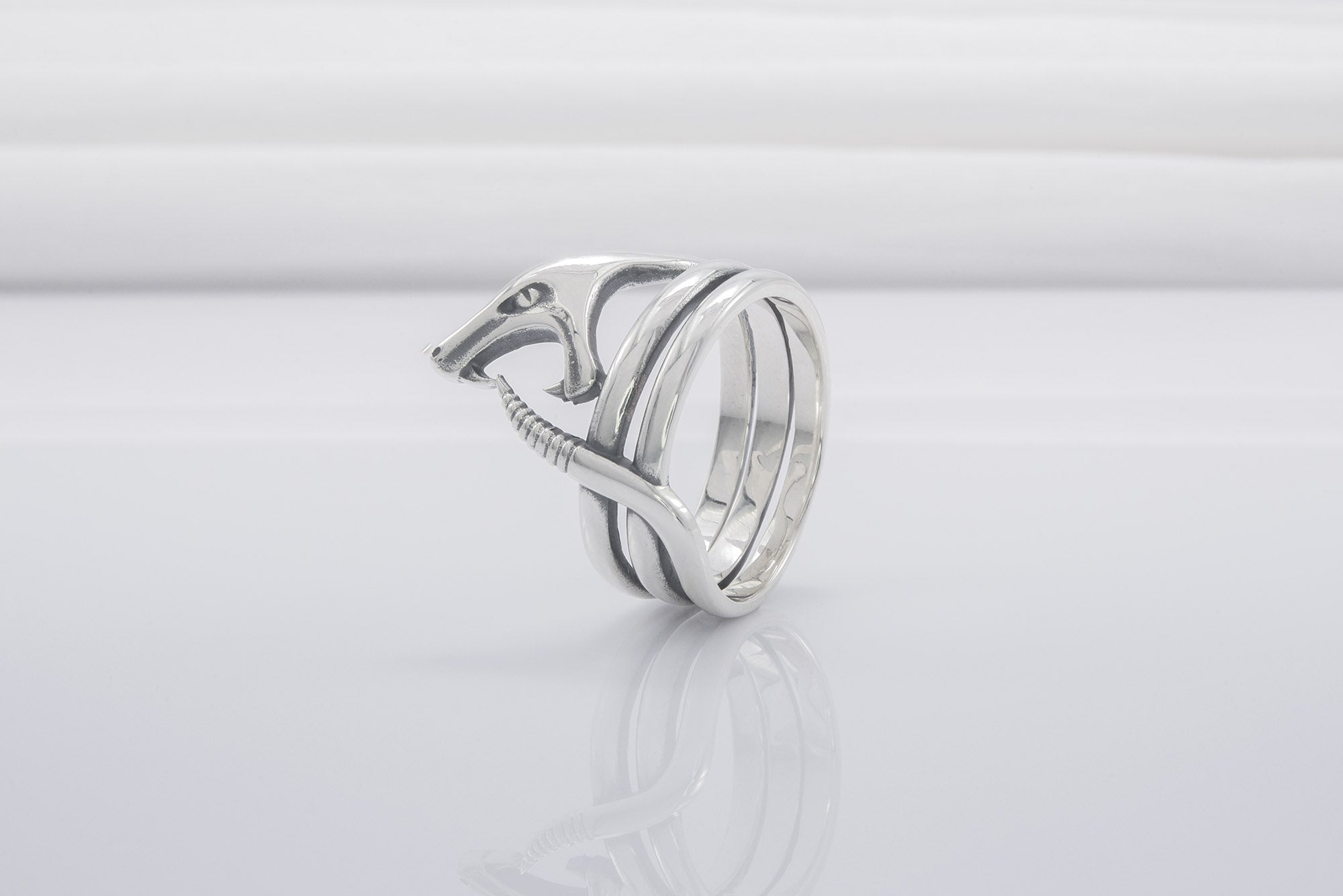 Snake Minimalist 925 Silver Ring, Handcrafted Jewelry - vikingworkshop