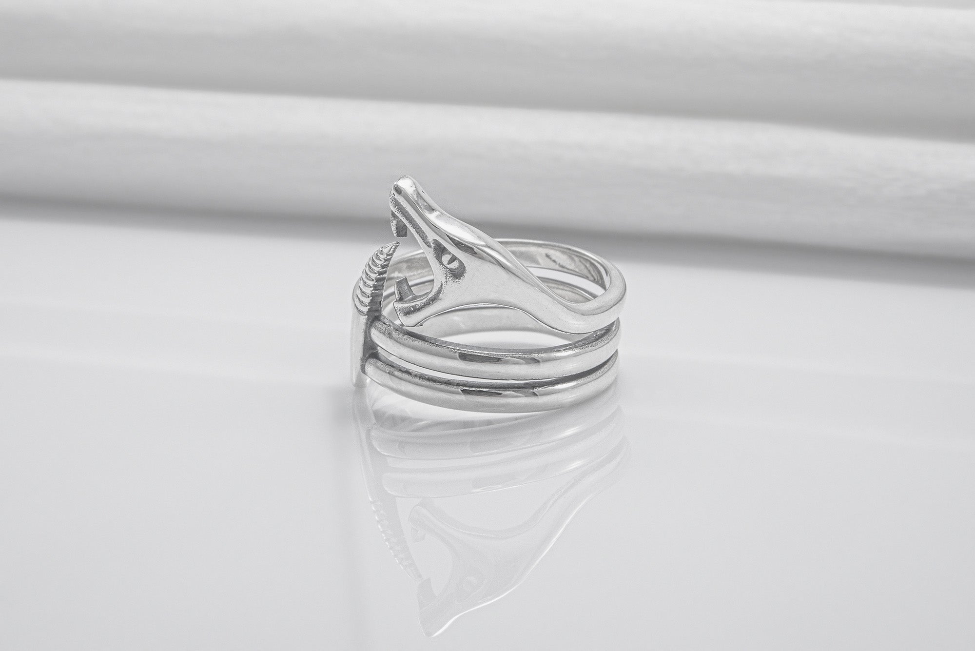 Snake Minimalist 925 Silver Ring, Handcrafted Jewelry - vikingworkshop