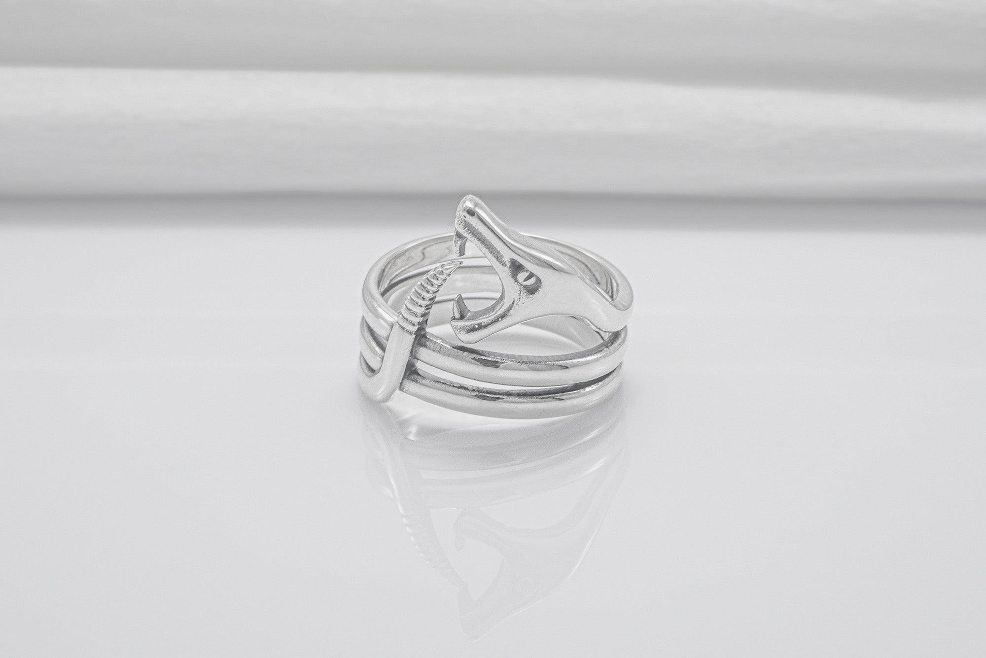 Snake Minimalist 925 Silver Ring, Handcrafted Jewelry - vikingworkshop