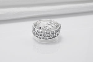 Unique Leaves Texture 925 Silver Ring With Purple Gem, Handmade Jewelry - vikingworkshop