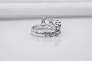 Fashion Sterling Ring With Floral Crown And Gems, Handmade Jewelry - vikingworkshop