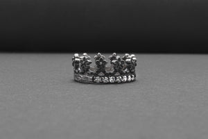 Modern Sterling Ring With Floral Crown And Gems, Handmade Jewelry - vikingworkshop