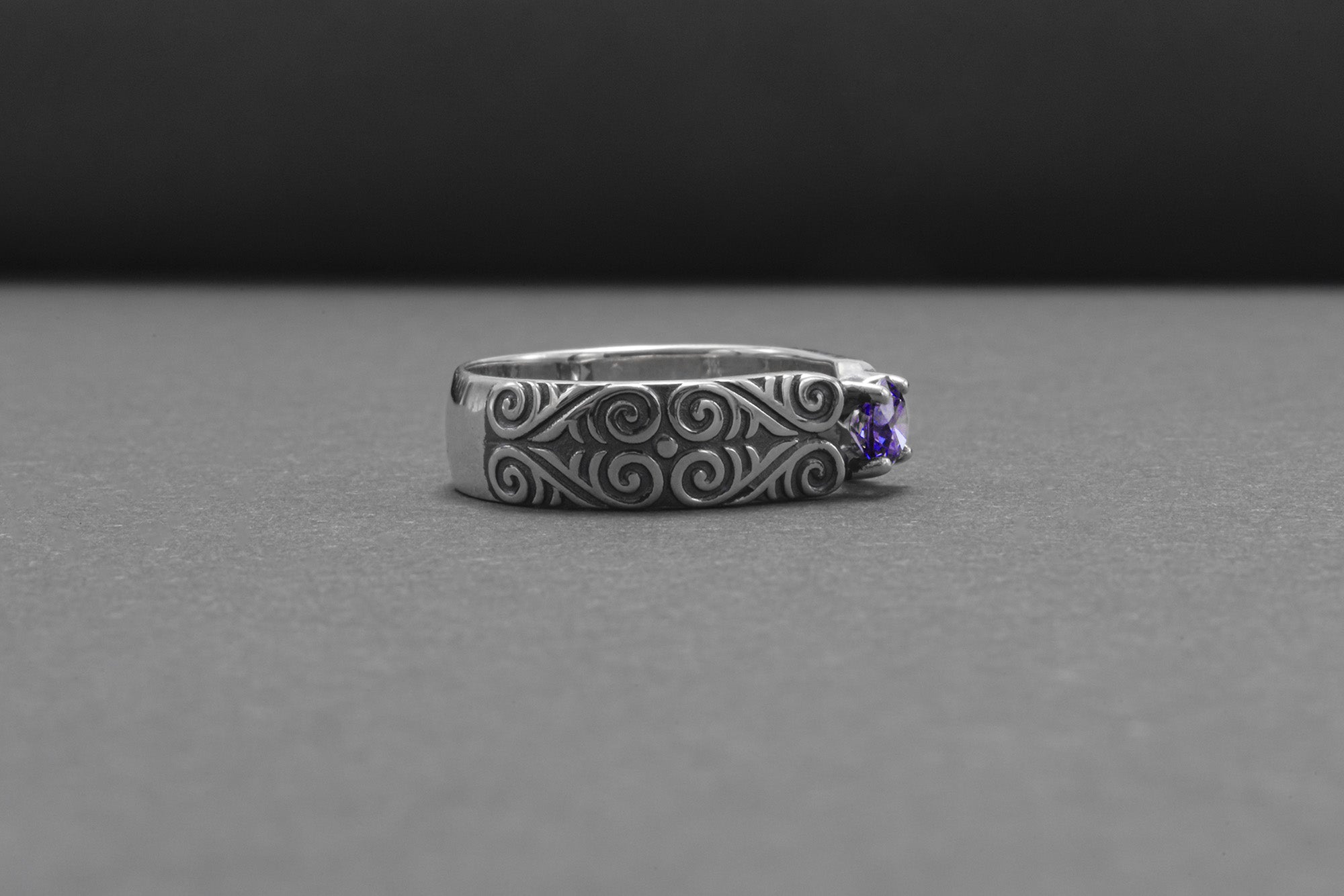 925 Silver Ring With Unique Ornament, Handcrafted Jewelry - vikingworkshop