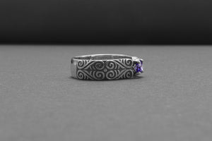 925 Silver Ring With Unique Ornament, Handcrafted Jewelry - vikingworkshop