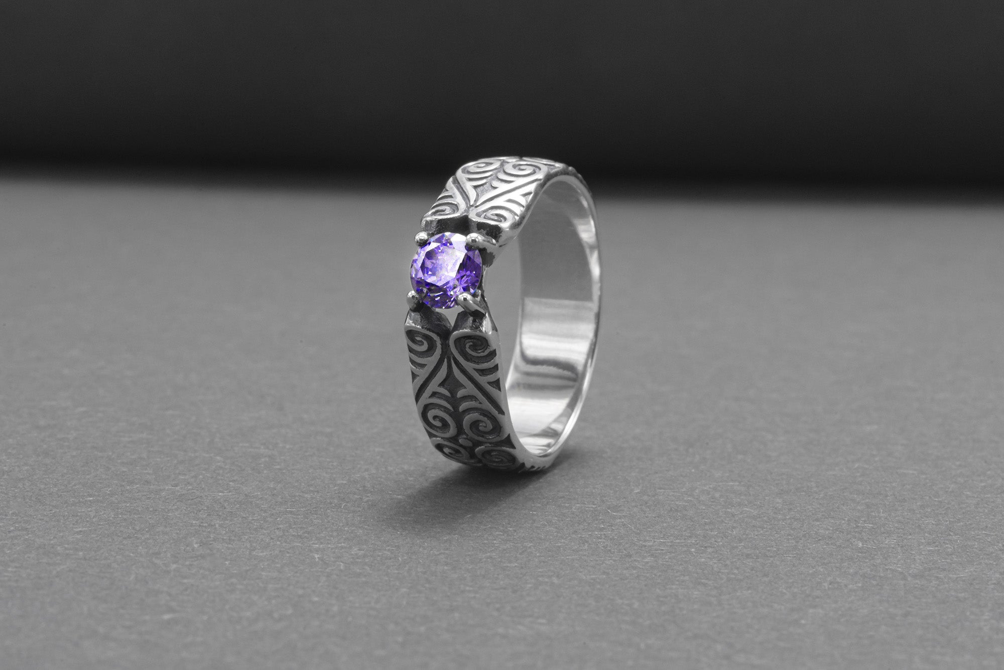 925 Silver Ring With Unique Ornament, Handcrafted Jewelry - vikingworkshop