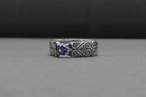 925 Silver Ring With Unique Ornament, Handcrafted Jewelry - vikingworkshop