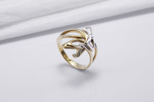 Gold Plated Ring with Bows, Handmade Classic Jewelry - vikingworkshop