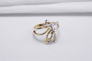 Gold Plated Ring with Bows, Handmade Classic Jewelry - vikingworkshop