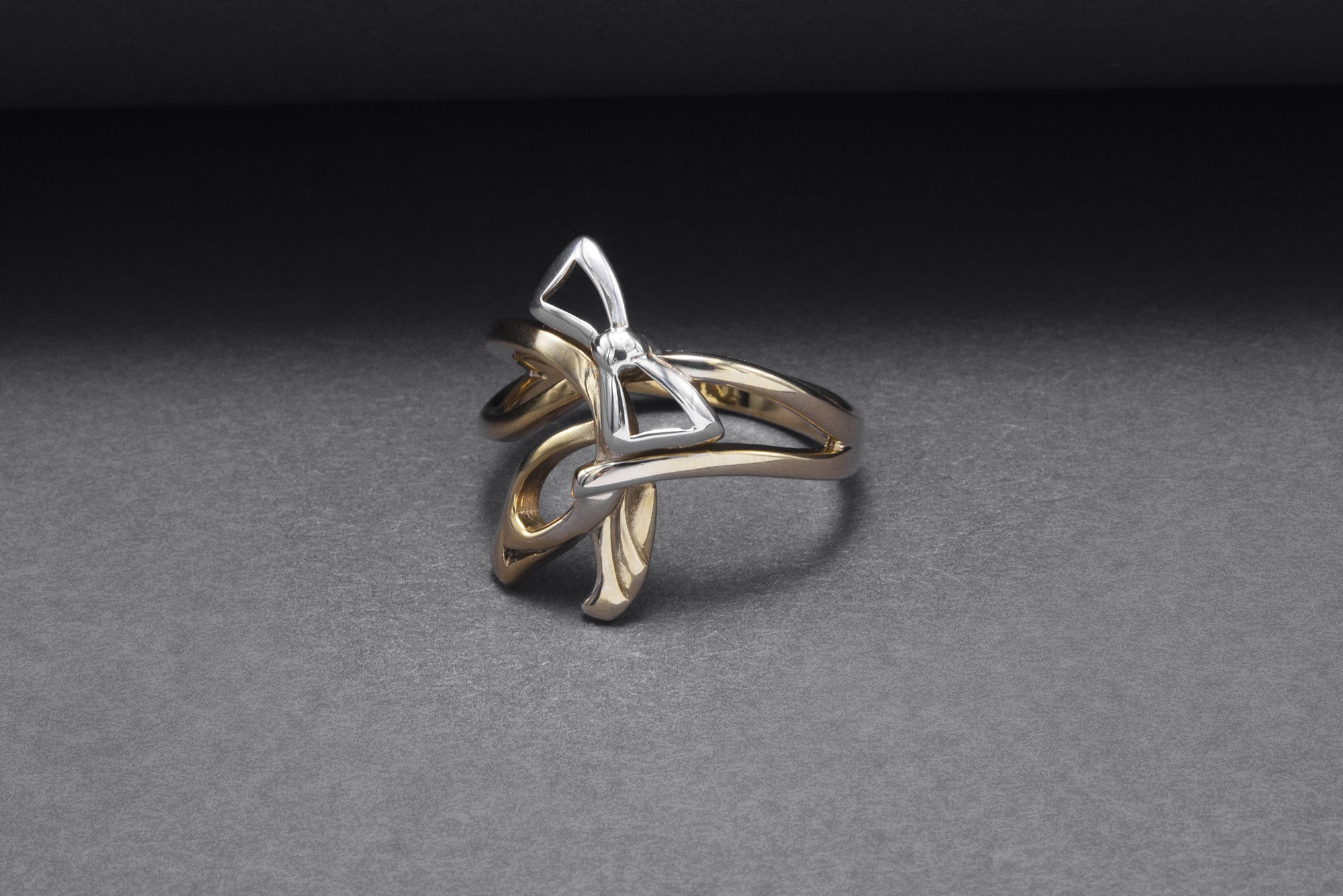 Gold Plated Ring with Bows, Handmade Classic Jewelry - vikingworkshop