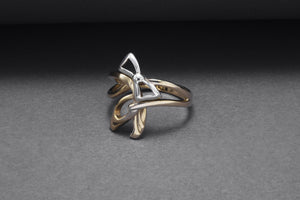 Gold Plated Ring with Bows, Handmade Classic Jewelry - vikingworkshop