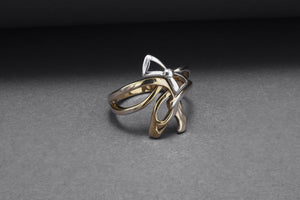 Gold Plated Ring with Bows, Handmade Classic Jewelry - vikingworkshop