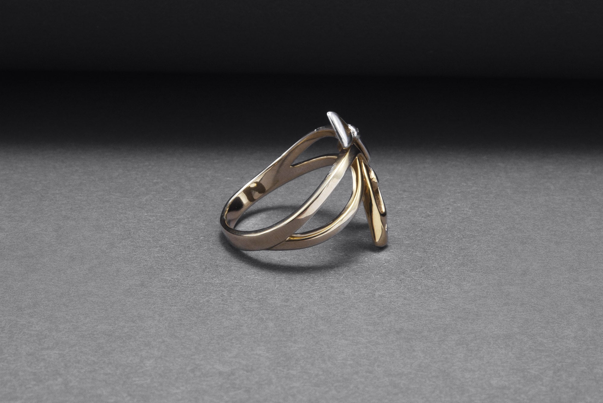 Gold Plated Ring with Bows, Handmade Classic Jewelry - vikingworkshop