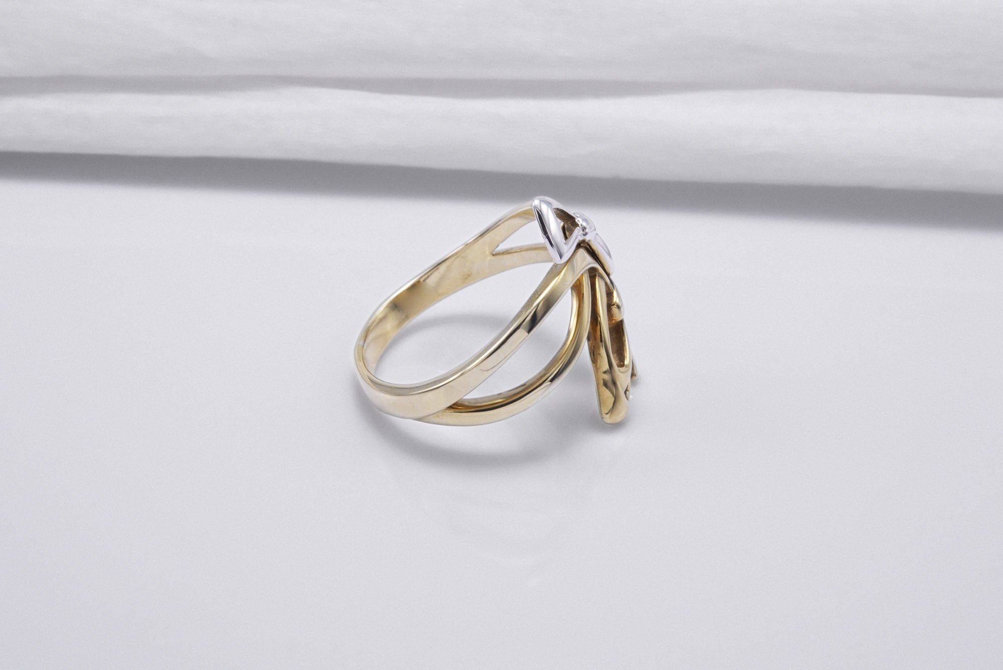 Gold Plated Ring with Bows, Handmade Classic Jewelry - vikingworkshop