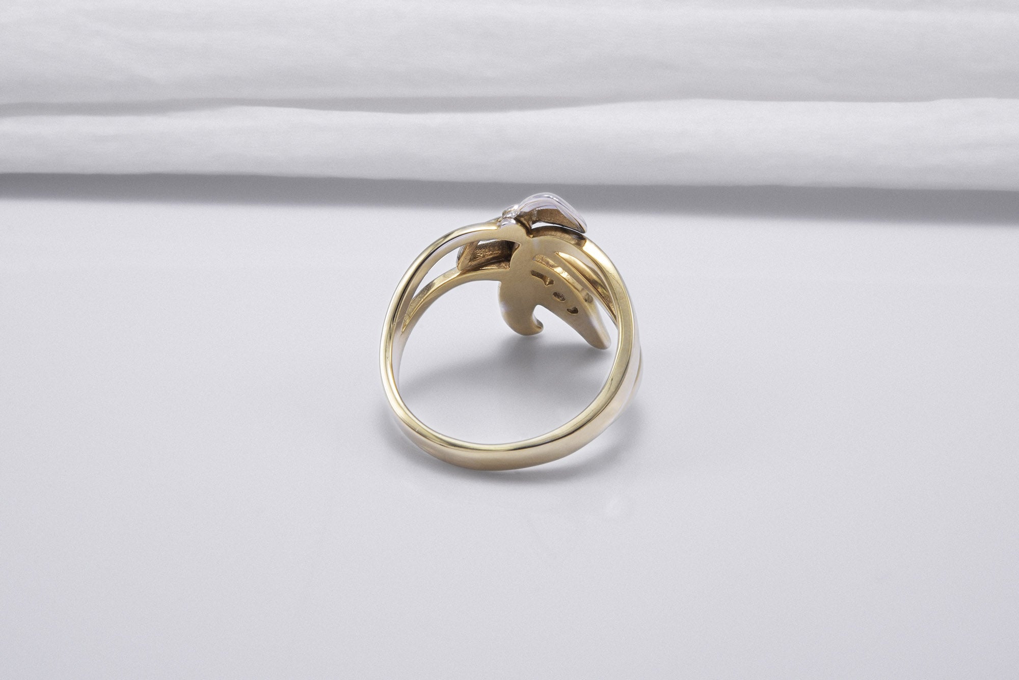 Gold Plated Bow Ring with Gem, Handmade Classic Jewelry - vikingworkshop