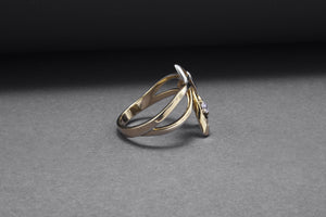 Gold Plated Bow Ring with Gem, Handmade Classic Jewelry - vikingworkshop