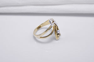 Gold Plated Bow Ring with Gem, Handmade Classic Jewelry - vikingworkshop