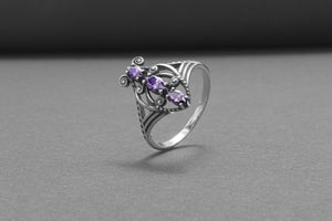 Sterling Silver Butterfly Ring with Purple Gems, Handmade Fashion Jewelry - vikingworkshop