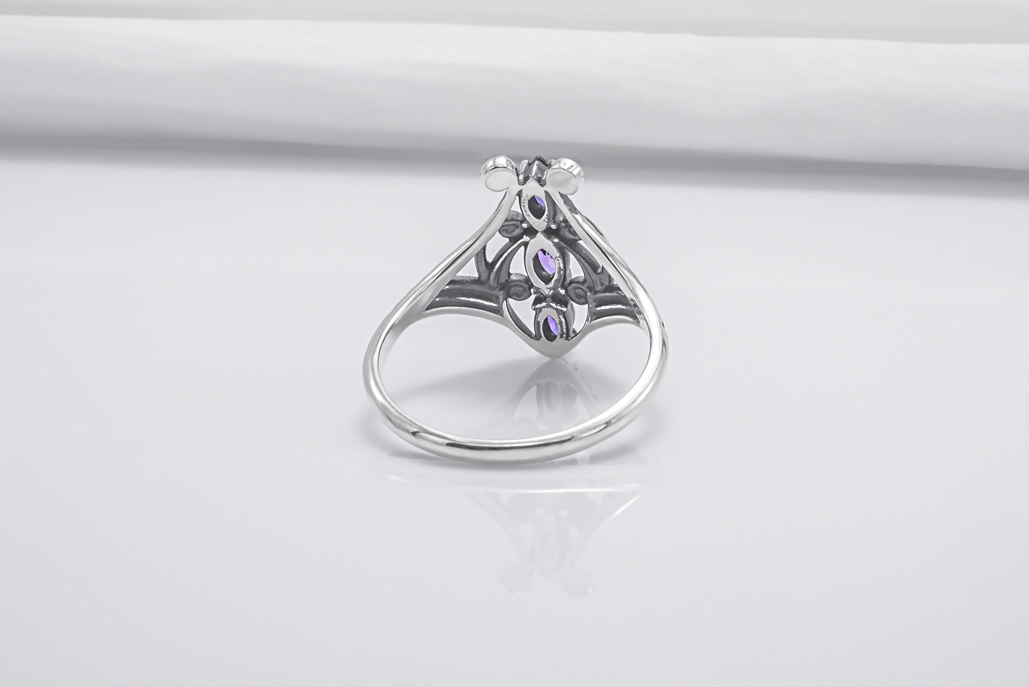 Sterling Silver Butterfly Ring with Purple Gems, Handmade Fashion Jewelry - vikingworkshop