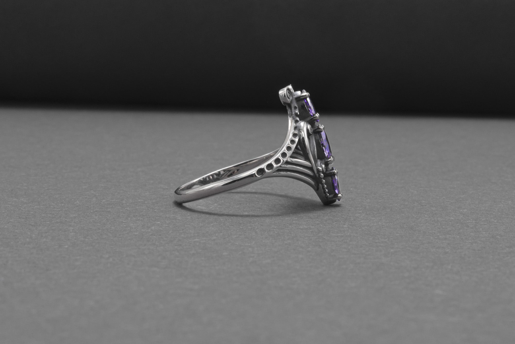 Sterling Silver Butterfly Ring with Purple Gems, Handmade Fashion Jewelry - vikingworkshop