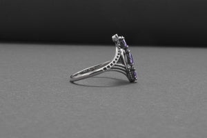 Sterling Silver Butterfly Ring with Purple Gems, Handmade Fashion Jewelry - vikingworkshop