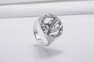 Sterling Silver Mantis Round Ring With Clear Gems, Handmade Jewelry - vikingworkshop