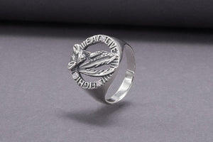 Sterling Silver Mantis Round Ring With Clear Gems, Handmade Jewelry - vikingworkshop