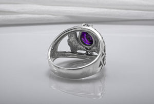 Sterling Silver Ring With Purple Gem, Handcrafted Jewelry - vikingworkshop