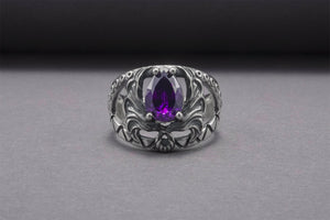 Sterling Silver Ring With Purple Gem, Handcrafted Jewelry - vikingworkshop