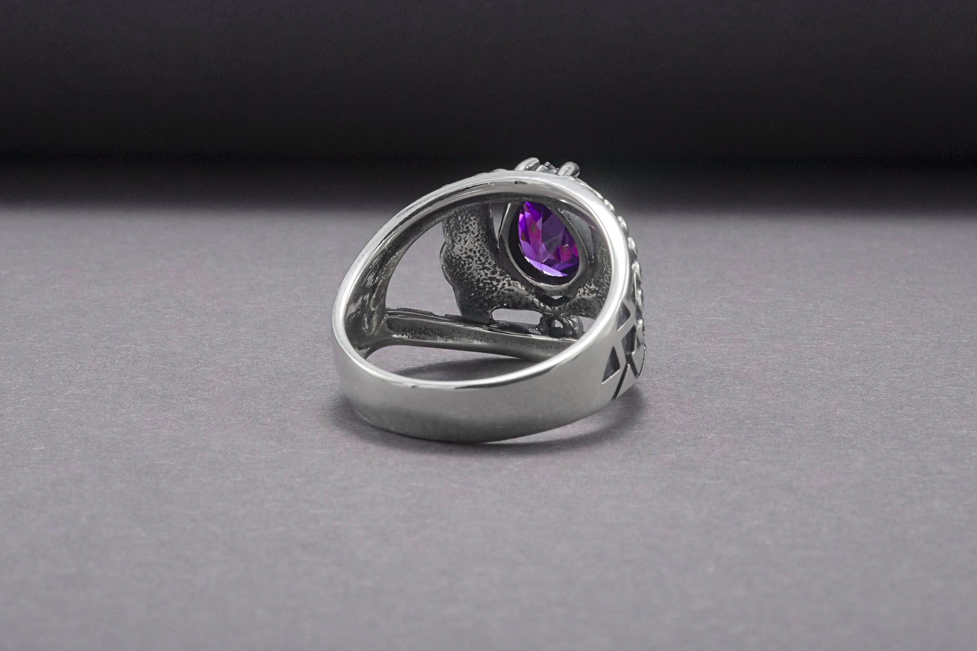 Sterling Silver Ring With Purple Gem, Handcrafted Jewelry - vikingworkshop