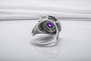 Sterling Silver Ring With Purple Gem, Handcrafted Jewelry - vikingworkshop