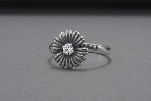 Minimalistic Flower Sterling Silver Ring, Handcrafted Jewelry - vikingworkshop