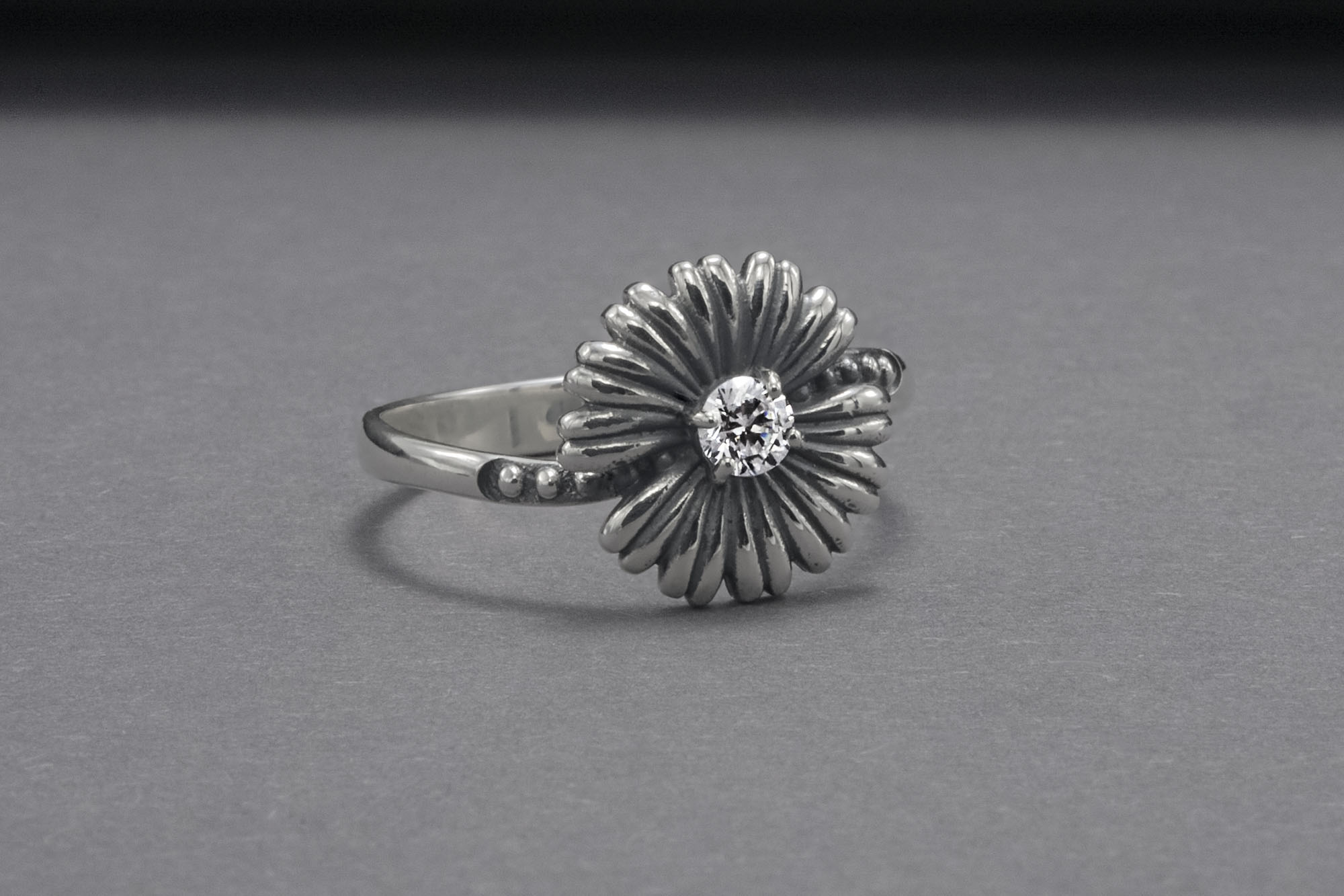 Minimalistic Flower Sterling Silver Ring, Handcrafted Jewelry - vikingworkshop