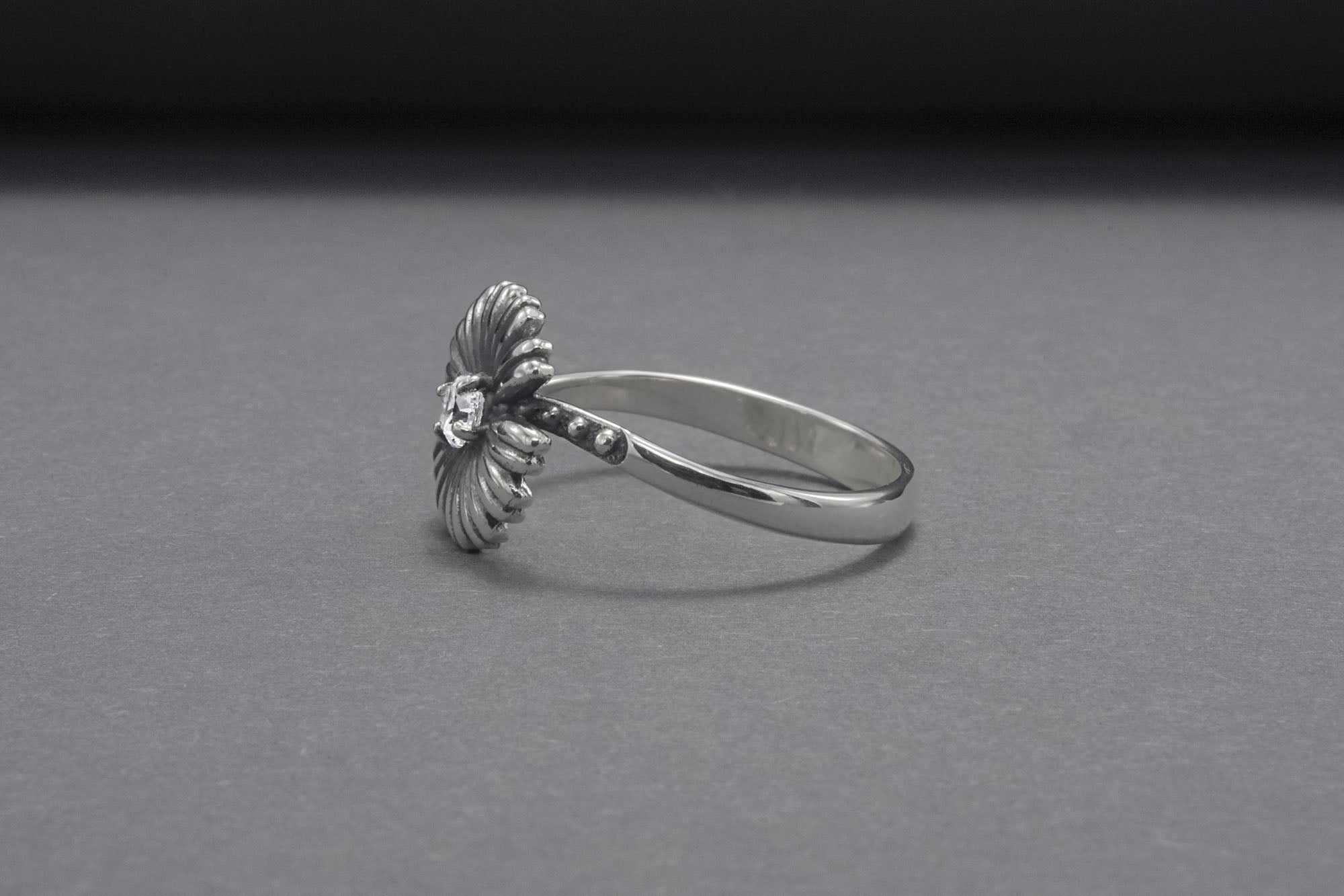 Minimalistic Flower Sterling Silver Ring, Handcrafted Jewelry - vikingworkshop