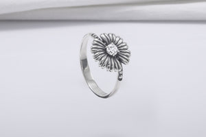 Minimalistic Flower Sterling Silver Ring, Handcrafted Jewelry - vikingworkshop