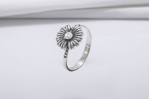 Minimalistic Flower Sterling Silver Ring, Handcrafted Jewelry - vikingworkshop