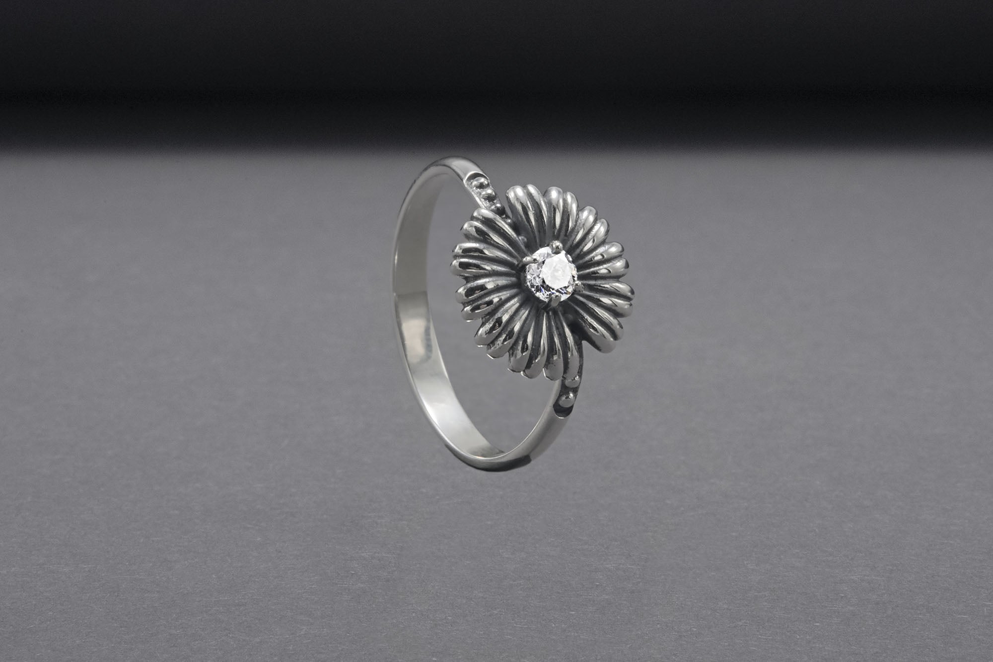 Minimalistic Flower Sterling Silver Ring, Handcrafted Jewelry - vikingworkshop